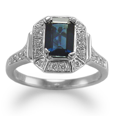 Ceylon Sapphire and Diamond  Ring in 18k