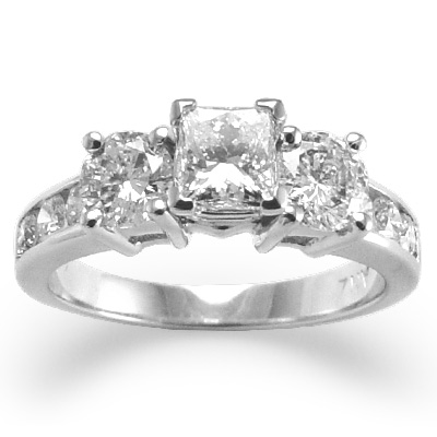 14k White Gold Princess Diamond Ring