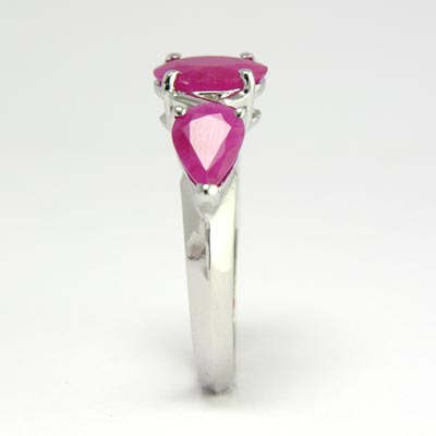 Three Stone Ruby Mother's Ring 14k gold