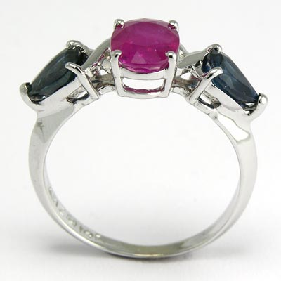 Ruby and Sapphire Mother's Ring 14k gold