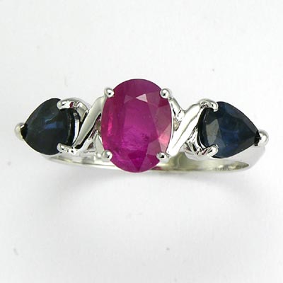 Ruby and Sapphire Mother's Ring 14k gold