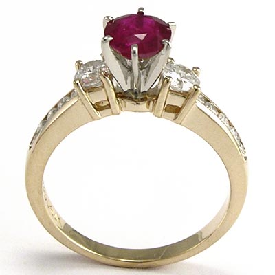 14k Gold Ruby Diamond Engagement Ring
