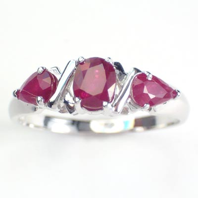 Mother's ring 14k White Gold Ruby Ring