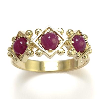 14k Gold Triple Ruby Ring