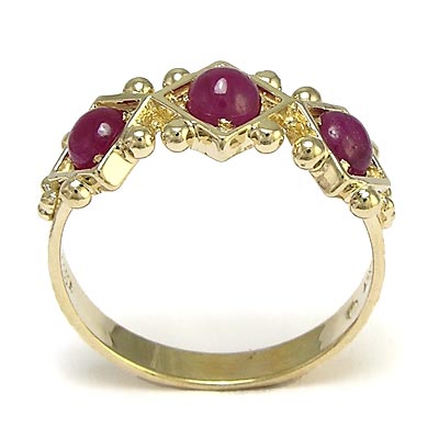 14k Gold Triple Ruby Ring
