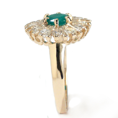 Russian Style Diamond & Emerald Ring 585