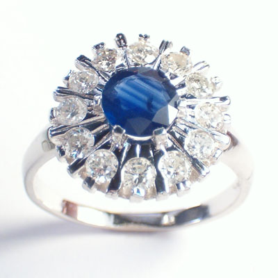 Russian style Sapphire and Diamond ring 585