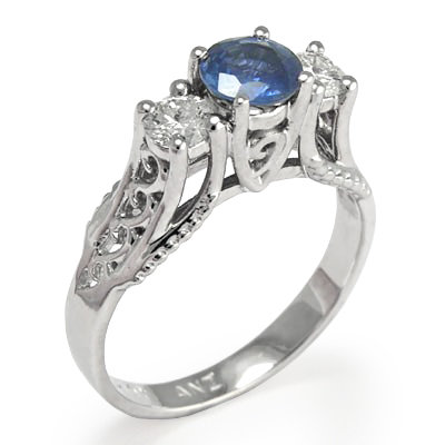 Ceylon Sapphire and Diamond Ring in 14k gold