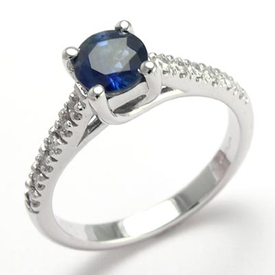 14k Gold Sapphire and Diamond Ring