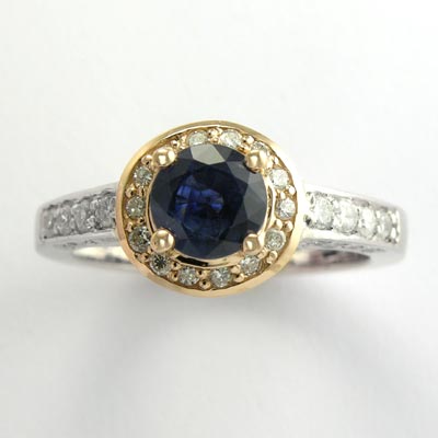 18k Gold Diamond Sapphire Anniversary Ring