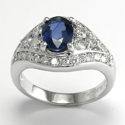 1.62ct Ceylon Sapphire Diamond Ring in 14k Gold