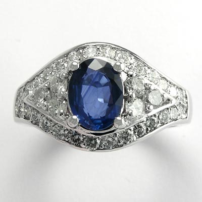 1.62ct Ceylon Sapphire Diamond Ring in 14k Gold