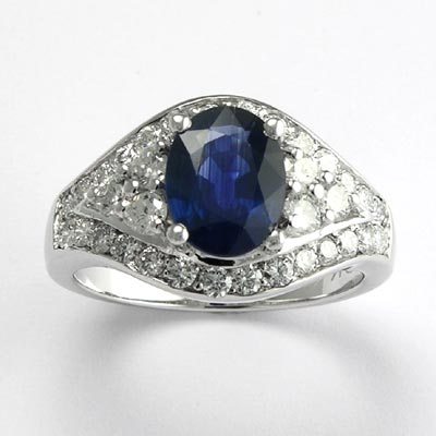 14k Gold Sapphire Diamond Ring