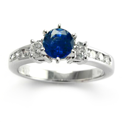 14k White Gold Sapphire Diamond Ring