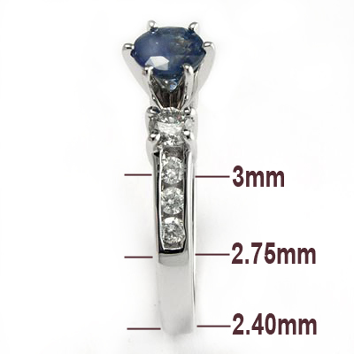 14k White Gold Sapphire Diamond Ring