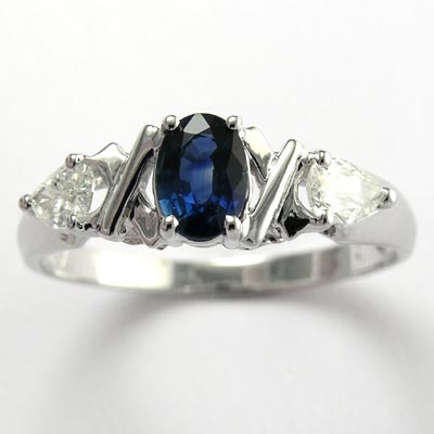 14k Gold Blue Sapphire and White Topaz Ring