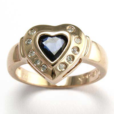 14k Rose Gold Diamond Sapphire Ring