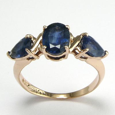 14k Rose Gold 3-Stone Sapphire Ring