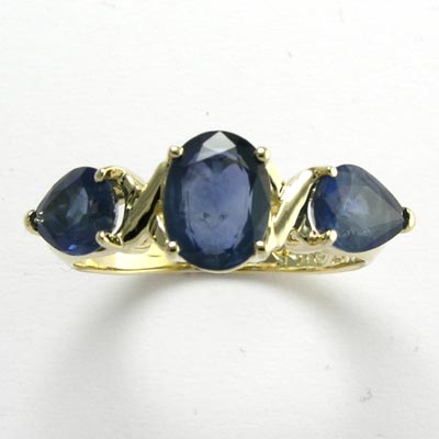 14k Gold 3-Stone Sapphire Ring