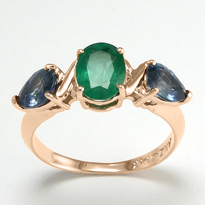 14k Rose Gold Emerald Sapphire Mother's ring