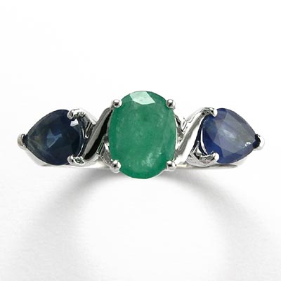 14k Gold Emerald Sapphire Mother's ring