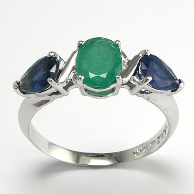 14k Gold Emerald Sapphire Mother's ring