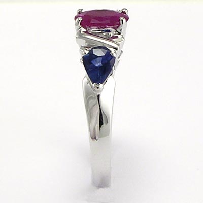 Mother's ring Sapphire Ruby in 14k gold