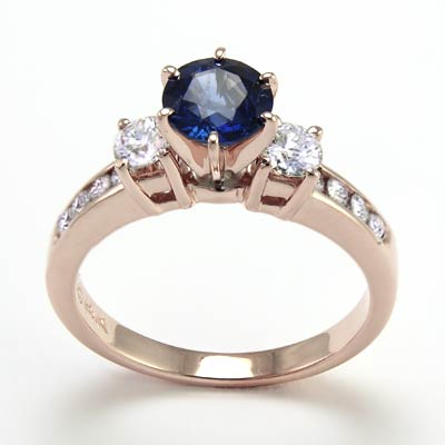 Sapphire and Diamond Ring in 14k rose gold