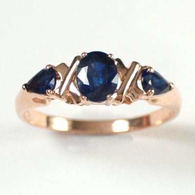 14k Rose Gold Sapphire Three Stone ring