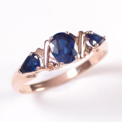 14k Rose Gold Sapphire Three Stone ring