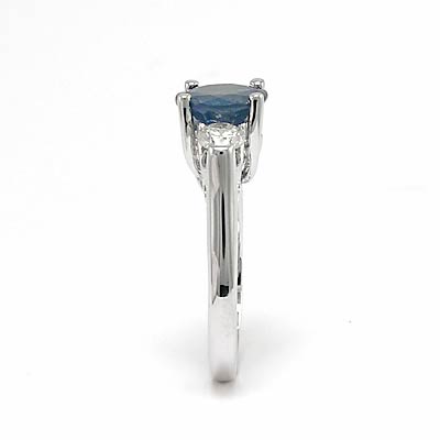 14k Gold Sapphire Diamond Three Stone Ring