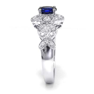 Platinum Ceylon Sapphire Diamond Ring