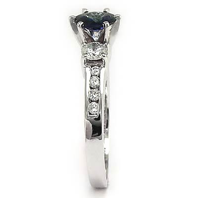 Sapphire and Diamond Three-Stone Ring 14K W gold
