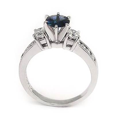 Sapphire and Diamond Three-Stone Ring 14K W gold