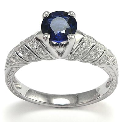 18k White Gold Diamond Sapphire Ring