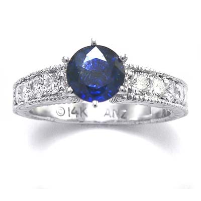 1.45ct Ceylon Sapphire Diamond Ring in 14k Gold
