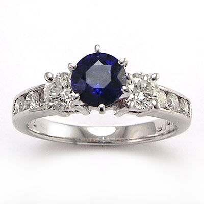 14k Gold Ceylin Sapphire Diamond Ring