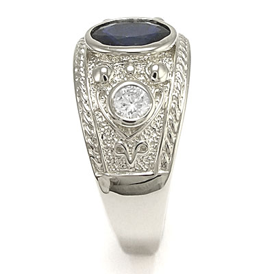 Men's Platinum Sapphire Diamonds Ring