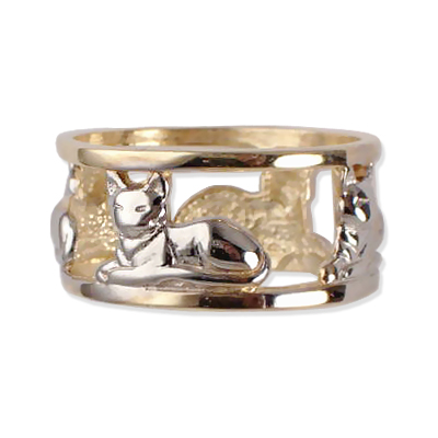 14k Gold Siamese Cat Ring