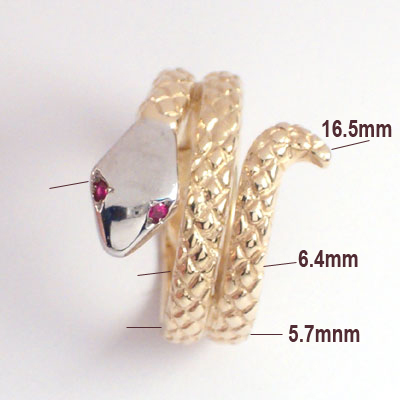 14k Twisted Serpent Ruby Men's Ring