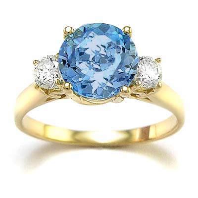 14k Gold Topaz Diamond Ring