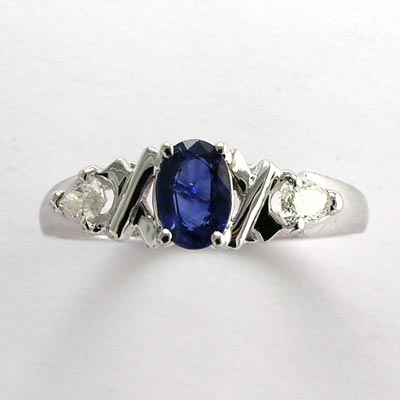 Diamond Sapphire 3-Stone Mother's Ring in 14k