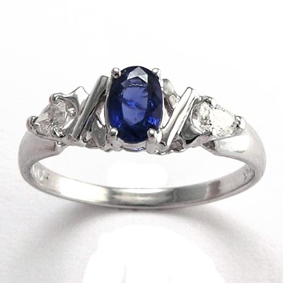 Diamond Sapphire 3-Stone Mother's Ring in 14k