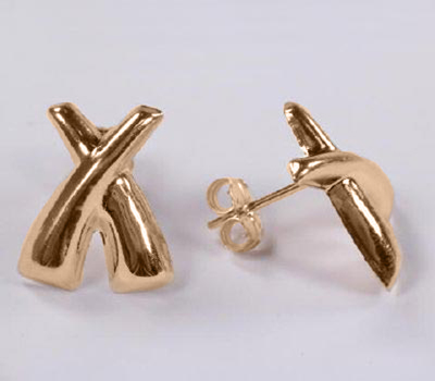 14k Gold charming X's design Earrings & Ring