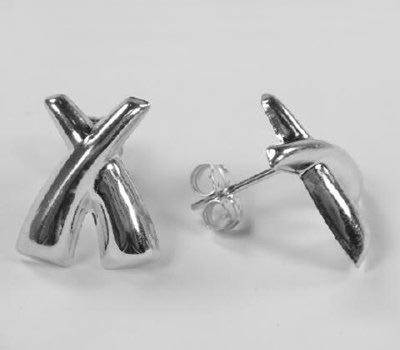 14k Gold charming X's design Earrings & Ring 10 gr