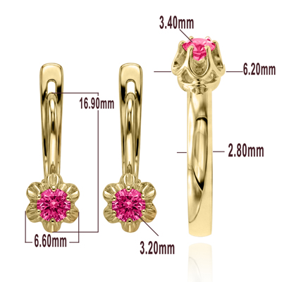 10k Gold Pink Sapphire Earrings and Ring Set
