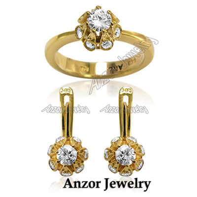 Lab Grown Diamond Earrings and ring 14k gold