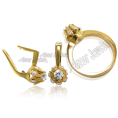 Lab Grown Diamond Earrings and ring 14k gold