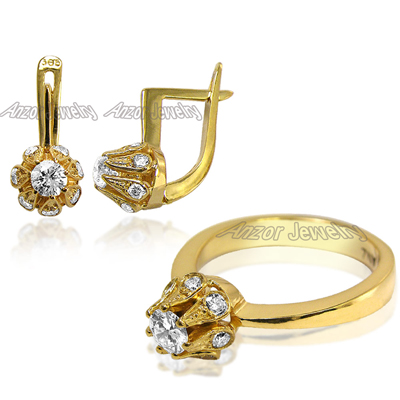 Lab Grown Diamond Earrings and ring 14k gold