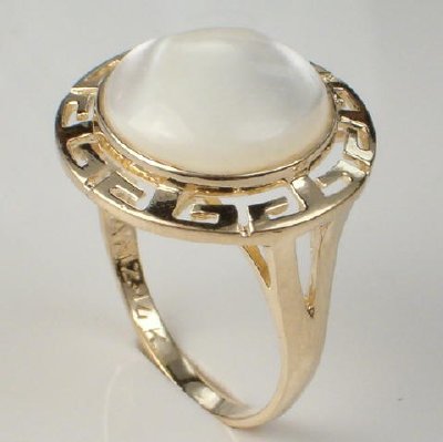 14k Gold Mother of Pearl Greek key design Set